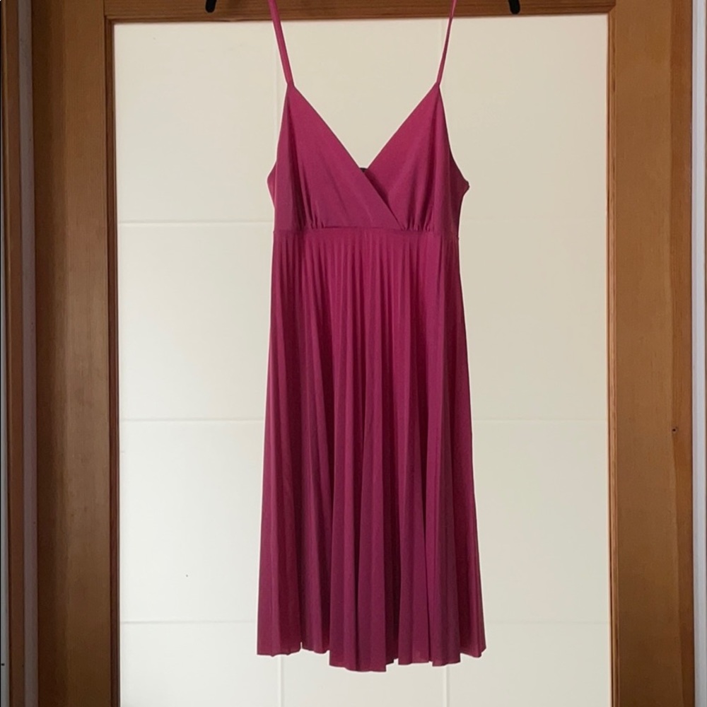Pink pleated cocktail dress